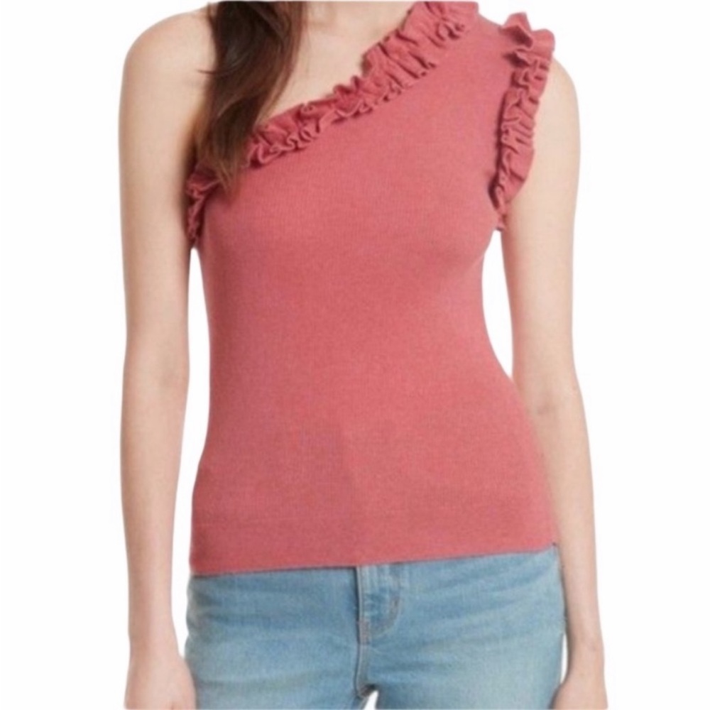 LA VIE REBECCA TAYLOR Ruffle One Shoulder Top Sz M